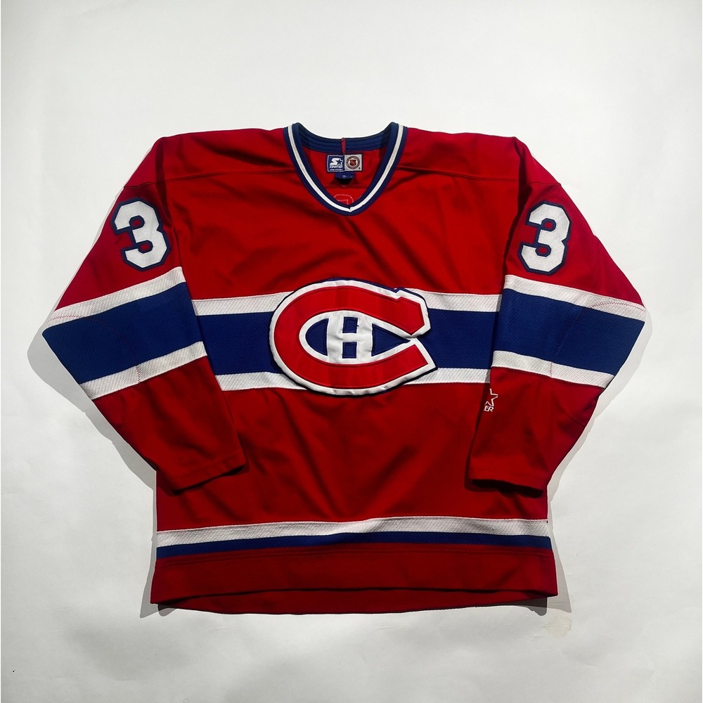 Vintage Starter NHL Montreal Canadiens Patrick Roy 33 Jersey Mens XL Red 90s